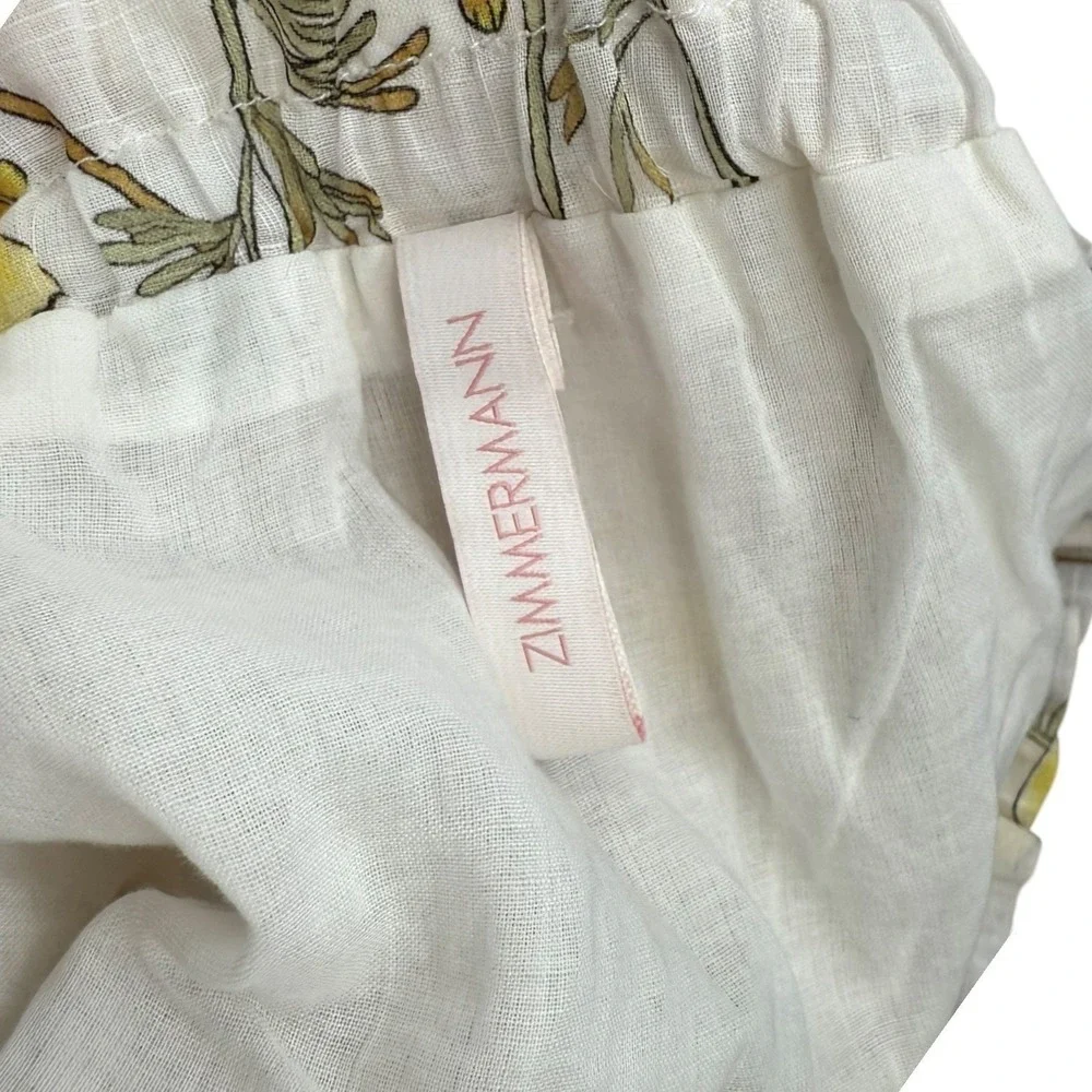 Zimmermann Jeannine Matching Skirt Set Yellow Floral Girls 6/8 Logo Print